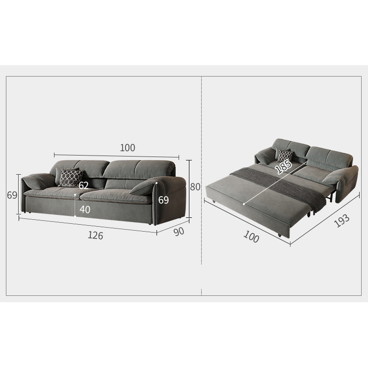 Stylish Solid Wood Sofa with Cotton and Down Cushions in Dark Gray and Beige hyt-1238