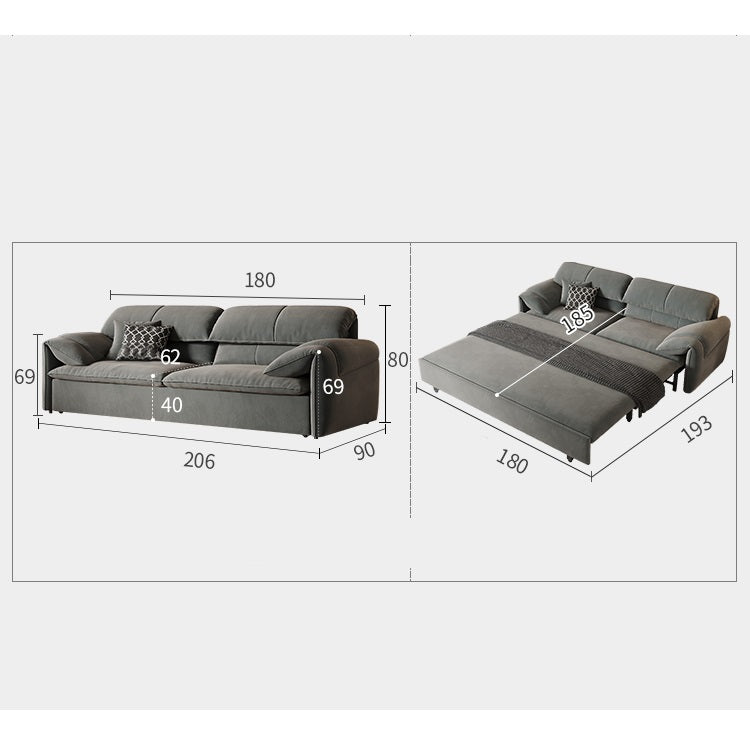 Stylish Solid Wood Sofa with Cotton and Down Cushions in Dark Gray and Beige hyt-1238