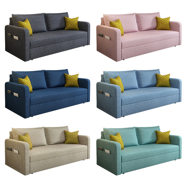 Modern Solid Wood Sofa in Dark Gray, Pink, Blue, and Light Khaki with Cotton-Linen Upholstery hyt-1239