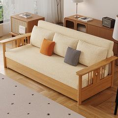 Modern Multi-Color Sofa Bed with Storage in Sturdy Ash Wood Frame - Durable Sleeper Sofa with Cotton Linen Upholstery hyt-1429