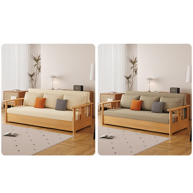 Modern Multi-Color Sofa Bed with Storage in Sturdy Ash Wood Frame - Durable Sleeper Sofa with Cotton Linen Upholstery hyt-1429