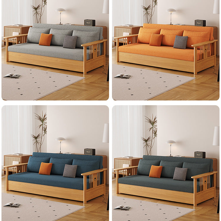 Modern Multi-Color Sofa Bed with Storage in Sturdy Ash Wood Frame - Durable Sleeper Sofa with Cotton Linen Upholstery hyt-1429