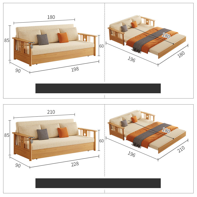 Modern Multi-Color Sofa Bed with Storage in Sturdy Ash Wood Frame - Durable Sleeper Sofa with Cotton Linen Upholstery hyt-1429