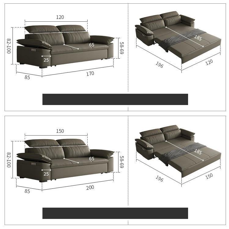 Modern Faux Leather Sofa Bed with Storage - Sturdy Solid Wood Frame Sleeper Sofa for Living Room hyt-1432