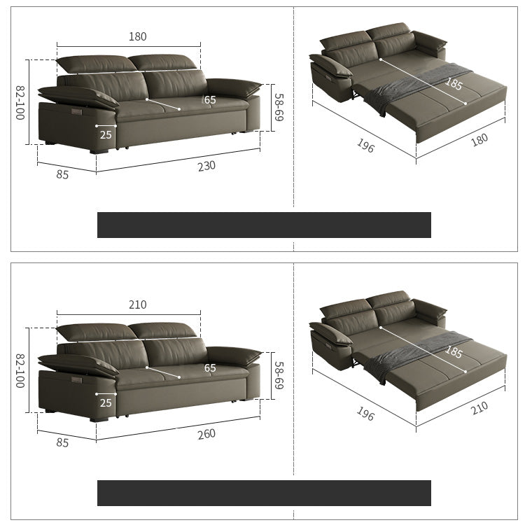 Modern Faux Leather Sofa Bed with Storage - Sturdy Solid Wood Frame Sleeper Sofa for Living Room hyt-1432