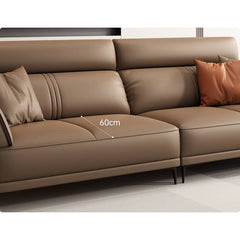 Luxurious Dark Brown Leather Sofa with Pine Wood Frame and Plush Goose Down Cushions - Modern 3-Seater Design hzh-1352