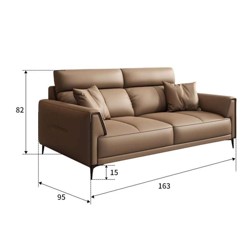 Luxurious Dark Brown Leather Sofa with Pine Wood Frame and Plush Goose Down Cushions - Modern 3-Seater Design hzh-1352