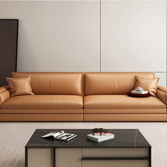 Luxurious Orange Leather Sofa with Sturdy Pine Wood Frame & Down Filling Cushions - Durable & Modern Design hzh-1353