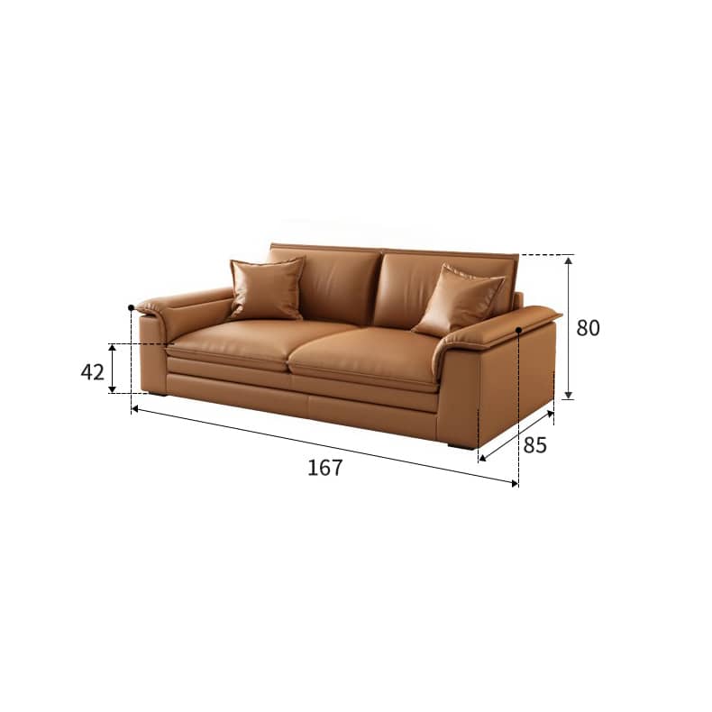 Luxurious Orange Leather Sofa with Sturdy Pine Wood Frame & Down Filling Cushions - Durable & Modern Design hzh-1353