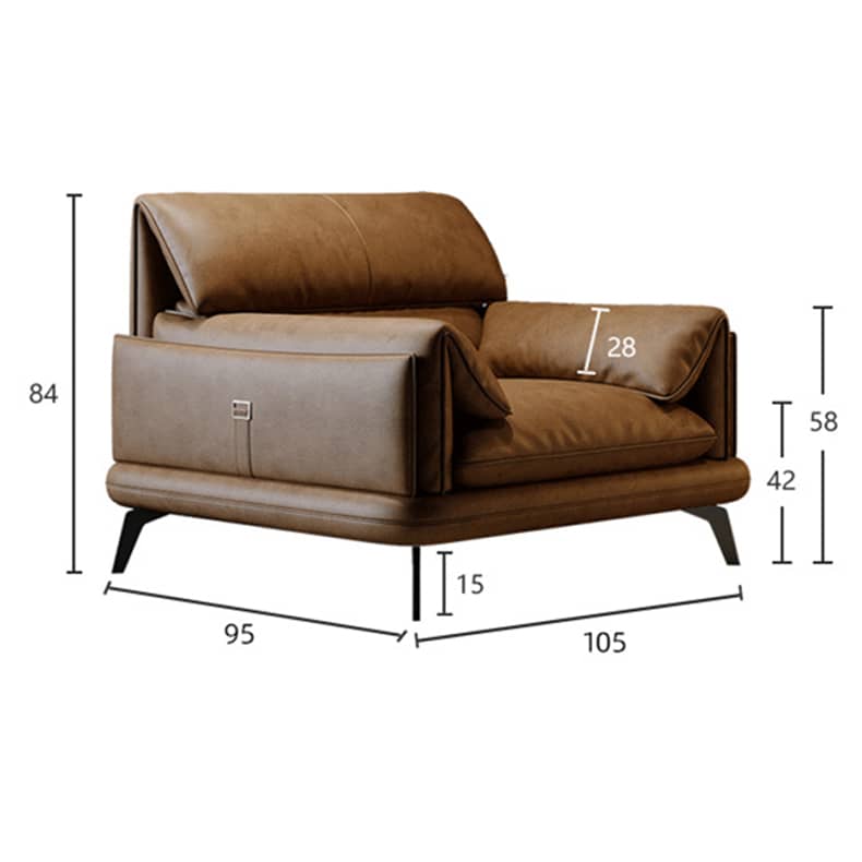 Luxurious Brown Leather Sofa with Pine Wood Frame and Down Filling Cushions hzh-1354