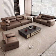 Luxurious Dark Brown Faux Leather 3-Seater Sofa with Sturdy Pine Wood Frame - Modern & Durable Design hzh-1355