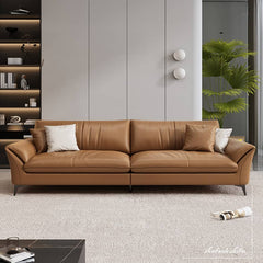 Luxurious Orange Faux Leather Sofa with Pine Wood Frame & Cotton Filling for Living Room hzh-1356