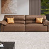 Luxurious Brown Faux Leather Sofa with Pine Wood Frame & Plush Down Cushions for Living Room hzh-1357