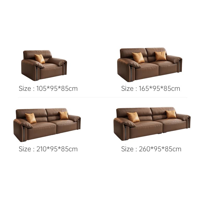 Luxurious Brown Faux Leather Sofa with Pine Wood Frame & Plush Down Cushions for Living Room hzh-1357