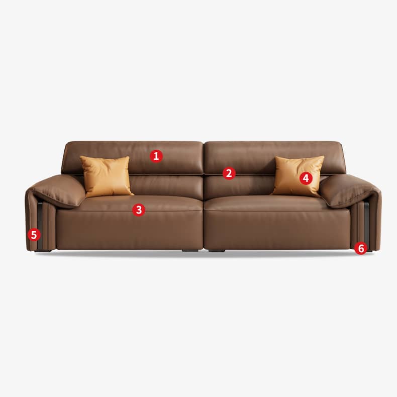 Luxurious Brown Faux Leather Sofa with Pine Wood Frame & Plush Down Cushions for Living Room hzh-1357