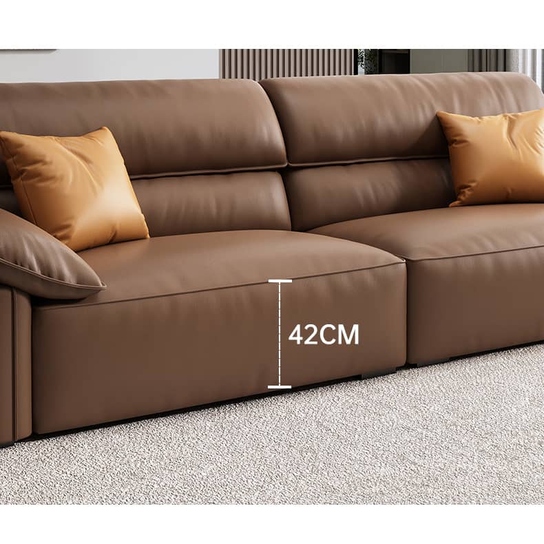 Luxurious Brown Faux Leather Sofa with Pine Wood Frame & Plush Down Cushions for Living Room hzh-1357