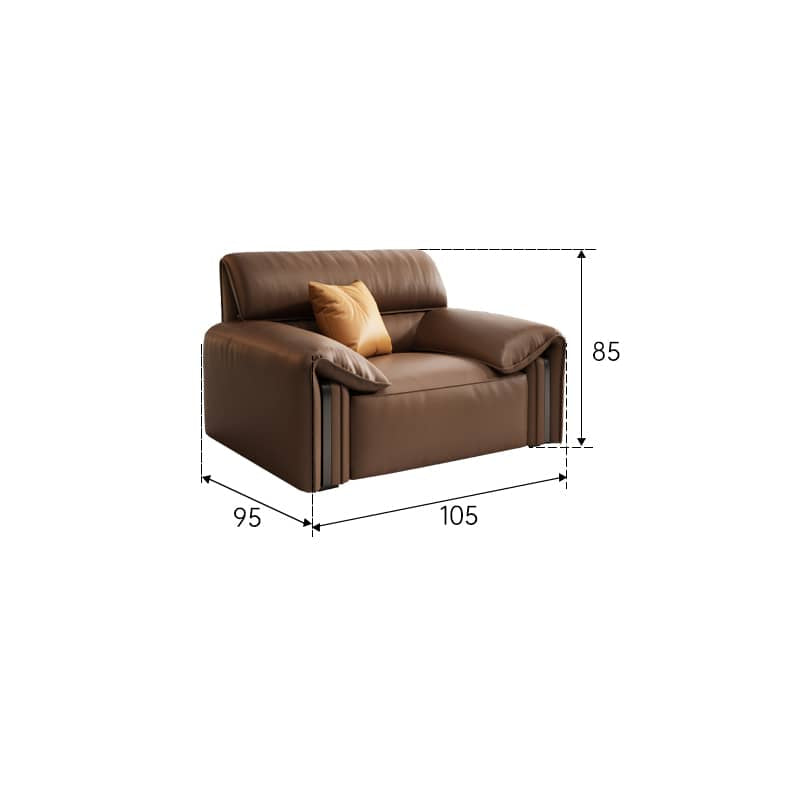 Luxurious Brown Faux Leather Sofa with Pine Wood Frame & Plush Down Cushions for Living Room hzh-1357