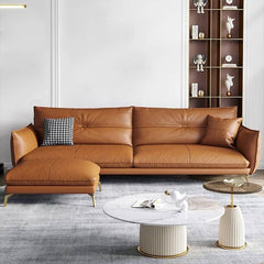 Luxurious Faux Leather Sofa in Multi-Color with Soft Cotton Cushions & Pine Wood Frame for Living Room hzh-1358