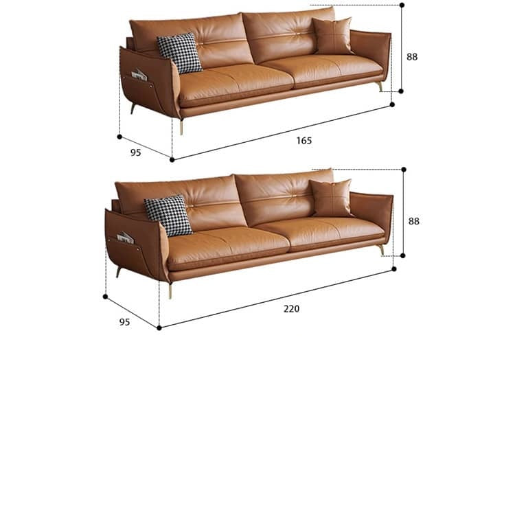 Luxurious Faux Leather Sofa in Multi-Color with Soft Cotton Cushions & Pine Wood Frame for Living Room hzh-1358