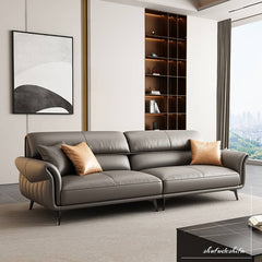 Luxurious Gray Faux Leather Sofa with Durable Pine Wood Frame - Perfect Design for Living Room hzh-1359