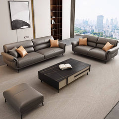 Luxurious Gray Faux Leather Sofa with Durable Pine Wood Frame - Perfect Design for Living Room hzh-1359