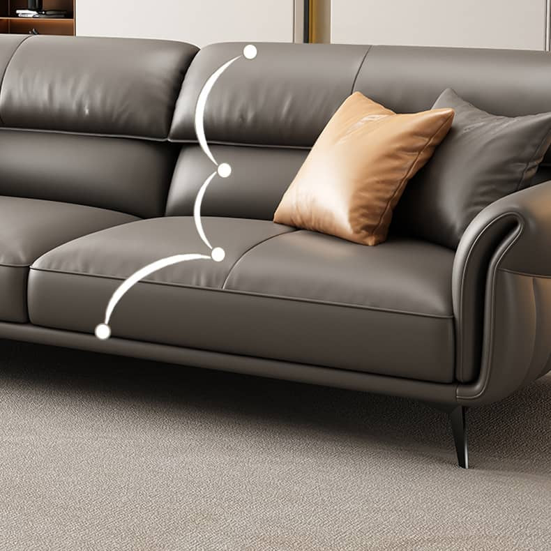 Luxurious Gray Faux Leather Sofa with Durable Pine Wood Frame - Perfect Design for Living Room hzh-1359