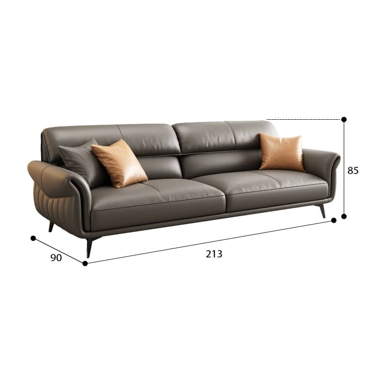 Luxurious Gray Faux Leather Sofa with Durable Pine Wood Frame - Perfect Design for Living Room hzh-1359