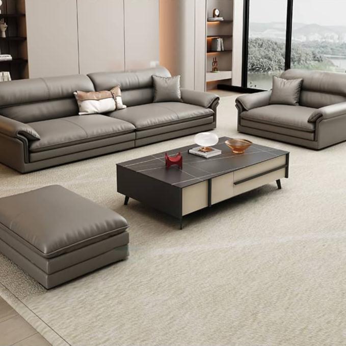 Luxurious Gray Faux Leather Sofa with Pine Wood Frame - Durable Design for Living Room hzh-1360