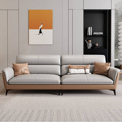 Modern Gray Faux Leather Sofa in Gray with Pine Wood Frame & Soft Cushions for Living Room hzh-1363