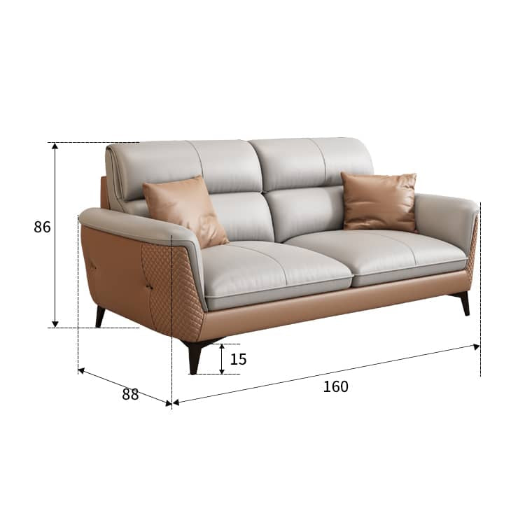 Modern Gray Faux Leather Sofa in Gray with Pine Wood Frame & Soft Cushions for Living Room hzh-1363