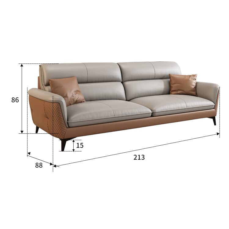 Modern Gray Faux Leather Sofa in Gray with Pine Wood Frame & Soft Cushions for Living Room hzh-1363