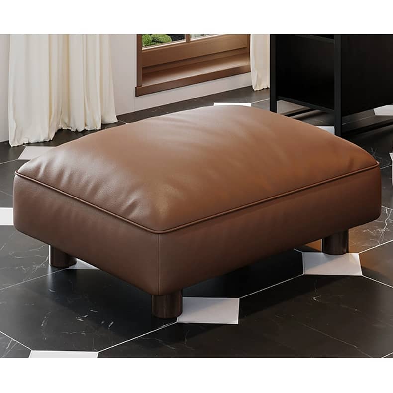 Luxurious Light Brown Leather Sofa with Pine Wood Frame & Goose Down Filling Cushions hzh-1364