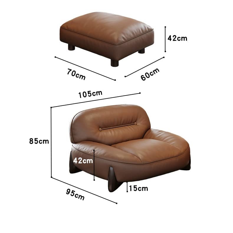 Luxurious Light Brown Leather Sofa with Pine Wood Frame & Goose Down Filling Cushions hzh-1364