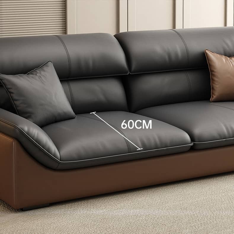 Luxurious Dark Brown Leather Sofa with Pine Wood Frame & Metal Legs - Sturdy Design for Living Room hzh-1366