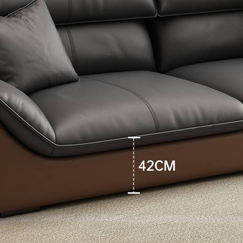 Luxurious Dark Brown Leather Sofa with Pine Wood Frame & Metal Legs - Sturdy Design for Living Room hzh-1366