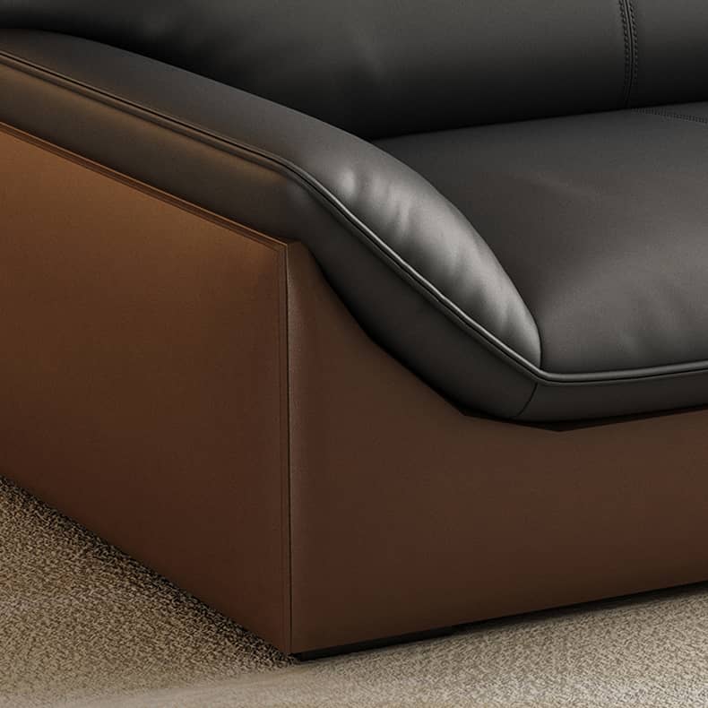 Luxurious Dark Brown Leather Sofa with Pine Wood Frame & Metal Legs - Sturdy Design for Living Room hzh-1366