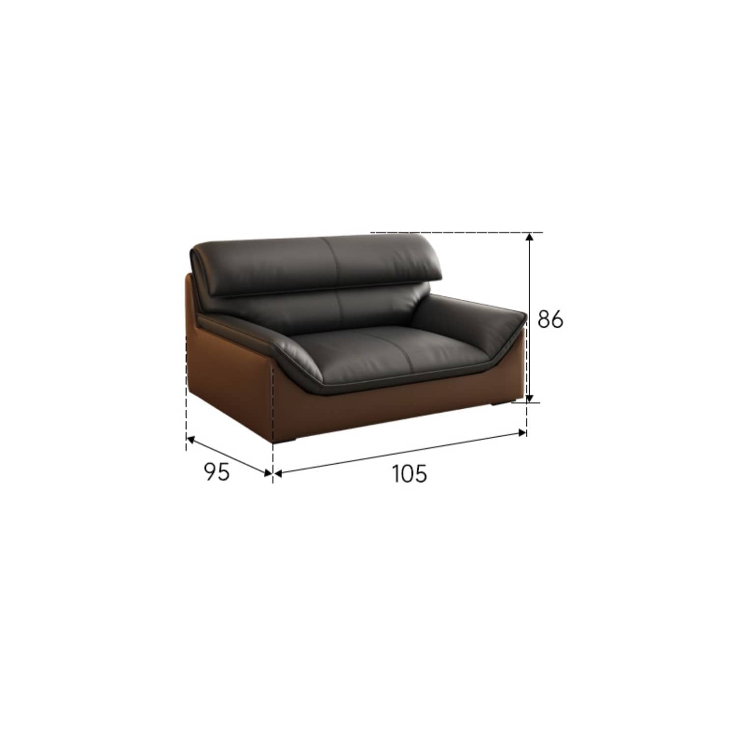 Luxurious Dark Brown Leather Sofa with Pine Wood Frame & Metal Legs - Sturdy Design for Living Room hzh-1366