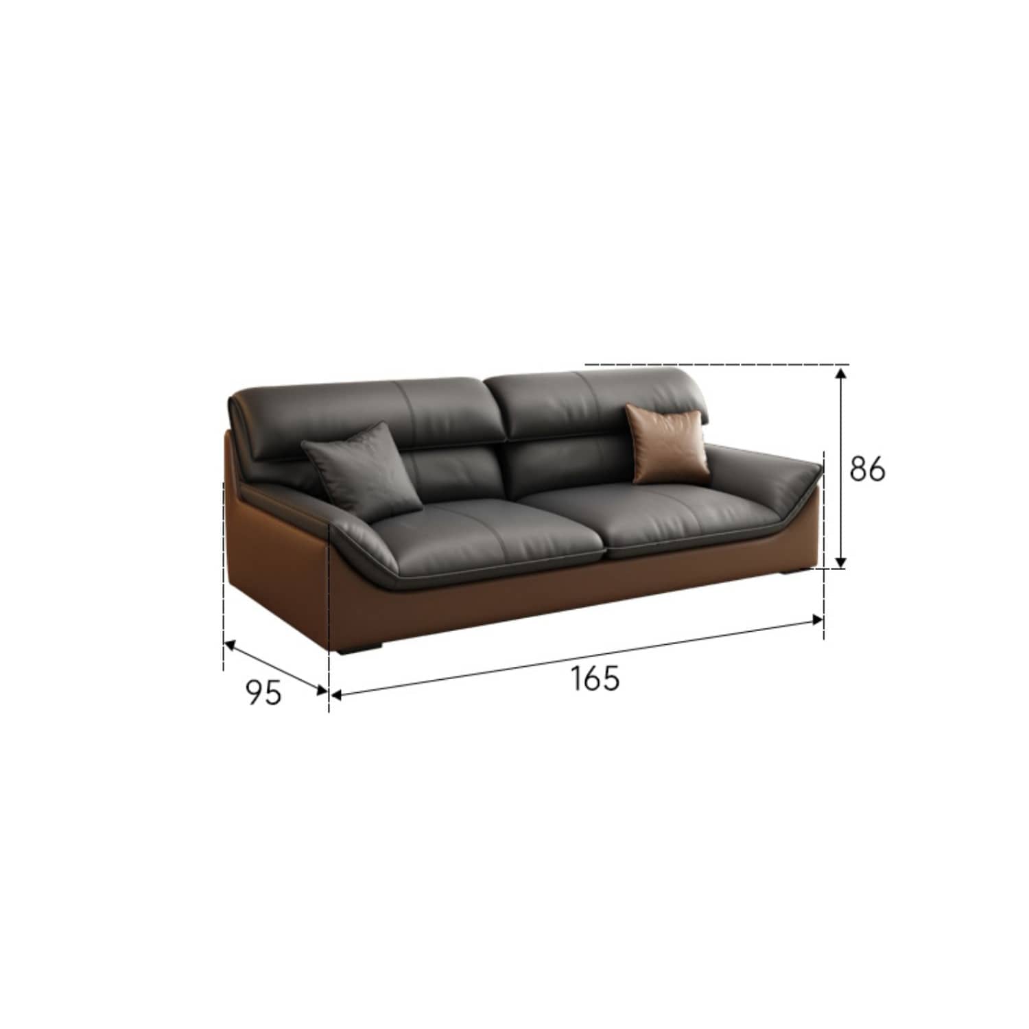 Luxurious Dark Brown Leather Sofa with Pine Wood Frame & Metal Legs - Sturdy Design for Living Room hzh-1366