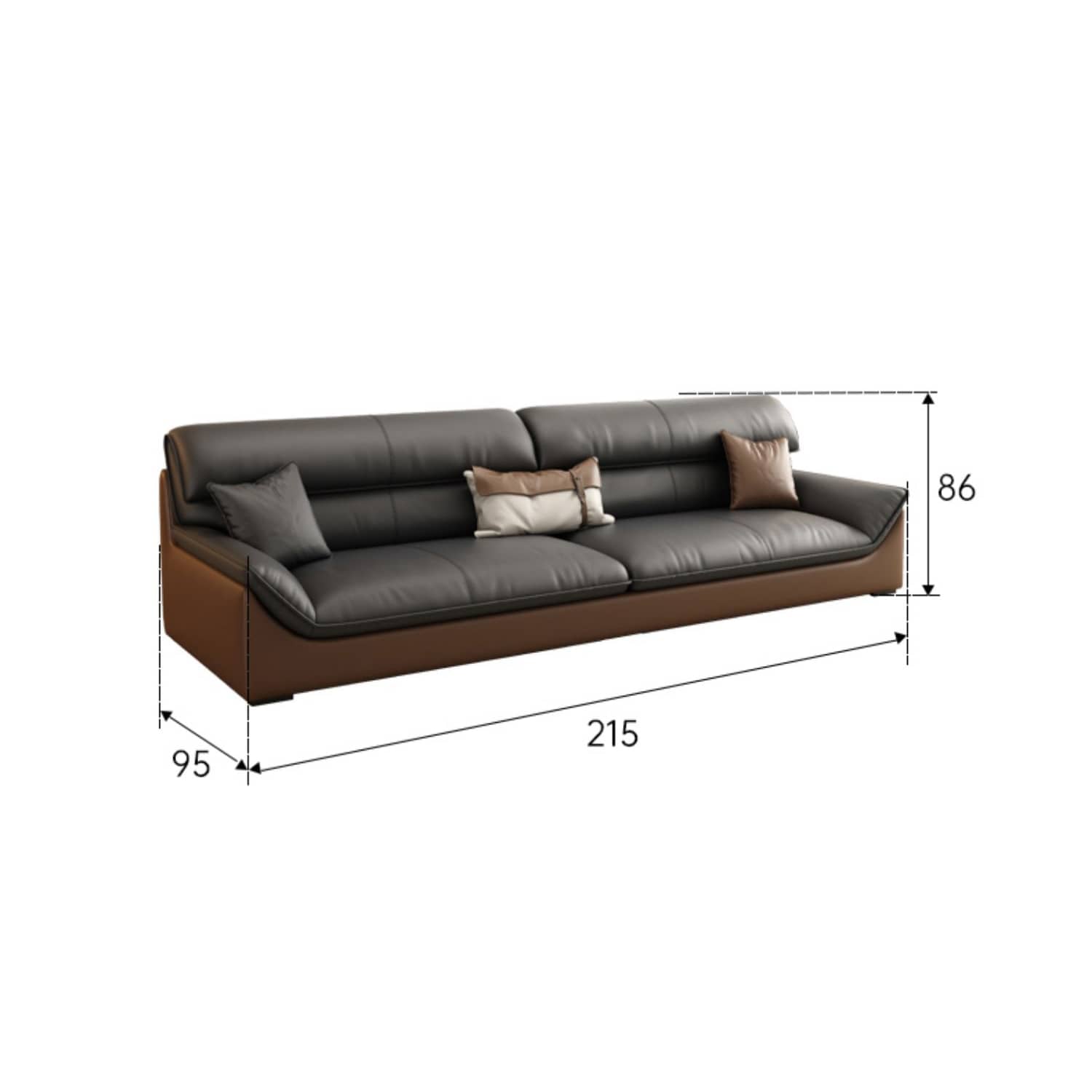 Luxurious Dark Brown Leather Sofa with Pine Wood Frame & Metal Legs - Sturdy Design for Living Room hzh-1366