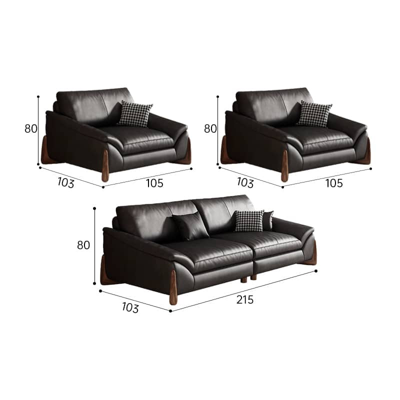 Luxurious Faux Leather Sofa with Sturdy Pine Wood Frame & Goose Down Filling Cushion for Living Room hzh-1368