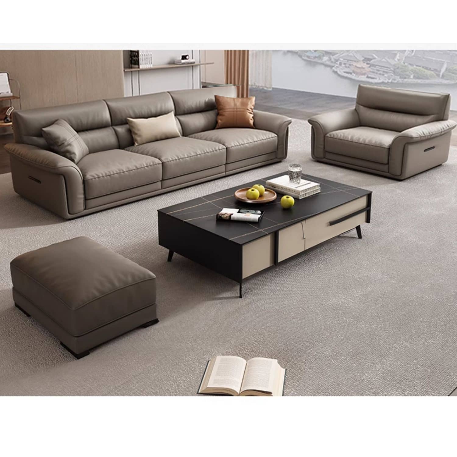 Luxurious Multi-Color Faux Leather Sofa with Foam Filling for LIving Room hzh-1370