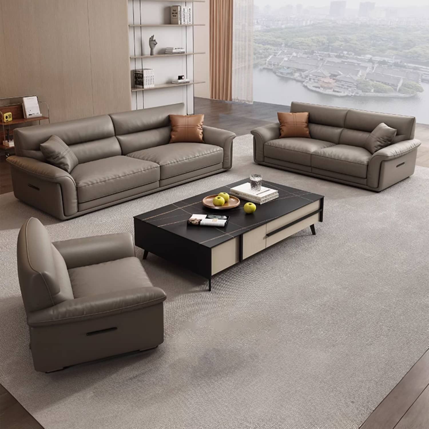 Luxurious Multi-Color Faux Leather Sofa with Foam Filling for LIving Room hzh-1370