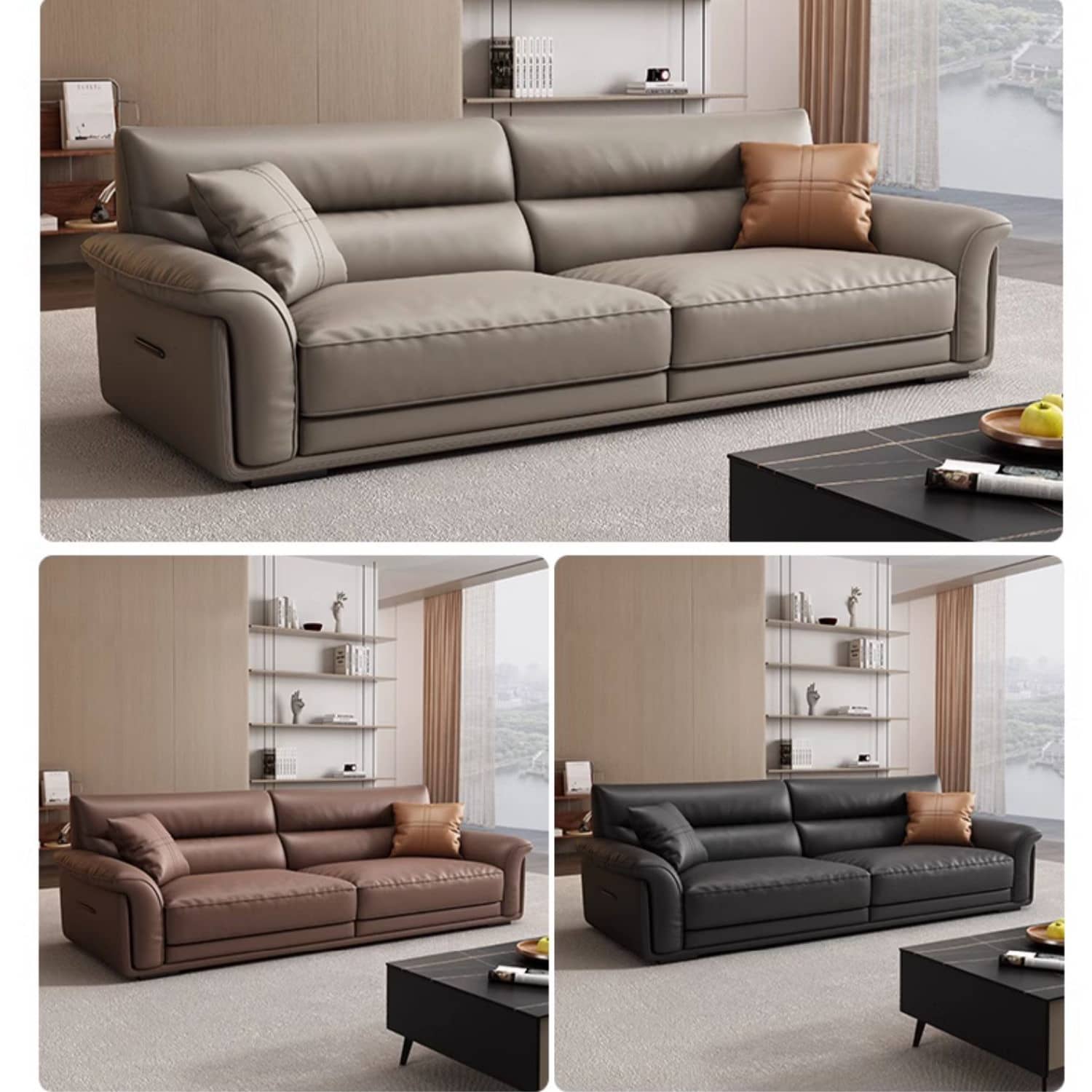 Luxurious Multi-Color Faux Leather Sofa with Foam Filling for LIving Room hzh-1370