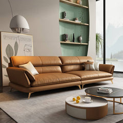 Luxurious Orange Sofa with Pine Wood Frame and Faux Leather Accents for Living Room hzh-1373