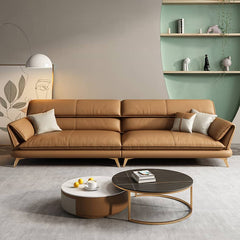 Luxurious Orange Sofa with Pine Wood Frame and Faux Leather Accents for Living Room hzh-1373