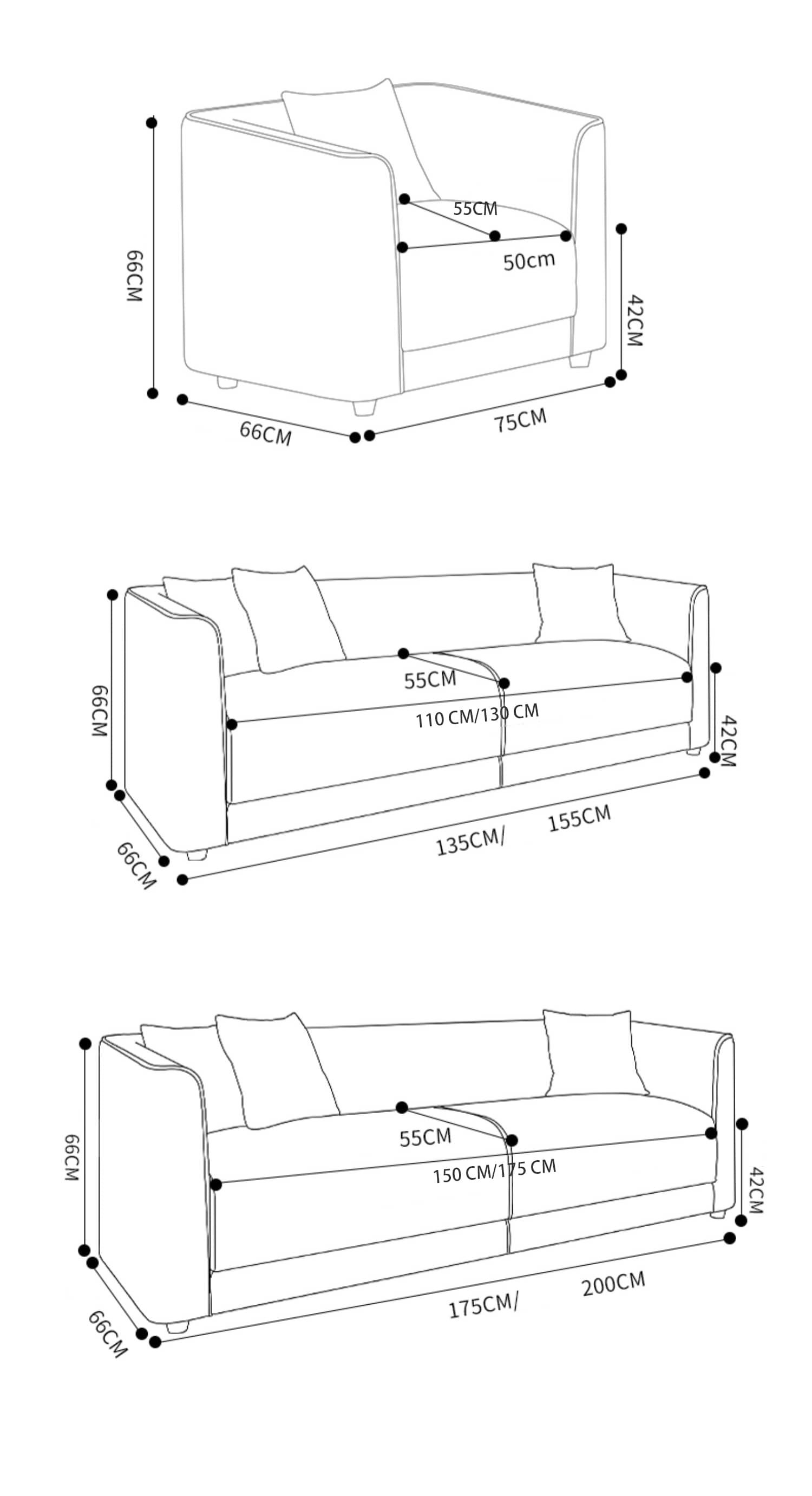 Stylish Multi-Color Modern Sofa: Luxe Light Gray, Orange, Dark Green & Blue in Premium Fabric & Cotton ja-21