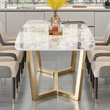 Luxurious Marble Dining Table with Sturdy Steel Frame - Modern Design for Diningroom jh-056
