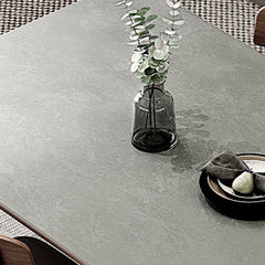 Modern Ash Wood Dining Table Rectangle Marble Top for Diningroom jh-060-BN