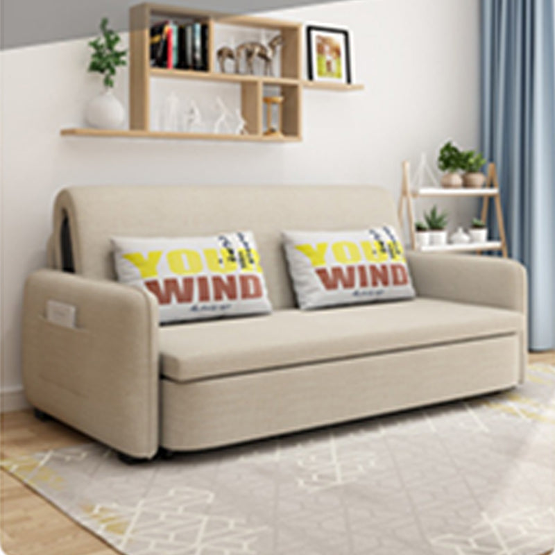 Elegant Solid Wood Sofa in Khaki, Violet Green, and Light Blue with Cotton-Linen Upholstery fsx-999