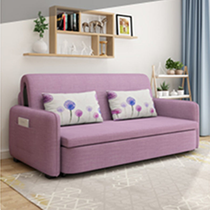 Elegant Solid Wood Sofa in Khaki, Violet Green, and Light Blue with Cotton-Linen Upholstery fsx-999